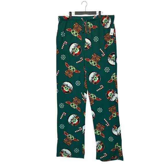 Star Wars Mandalorian Grogu Christmas Pajama Pants NWT Men's Sz XXL Green Cozy - Picture 2 of 8